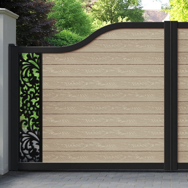 Classic Eden Curved Top Driveway Gate - Light Oak - End Screen