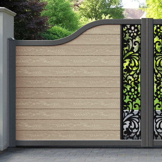 Classic Eden Curved Top Driveway Gate - Light Oak - Middle Screen