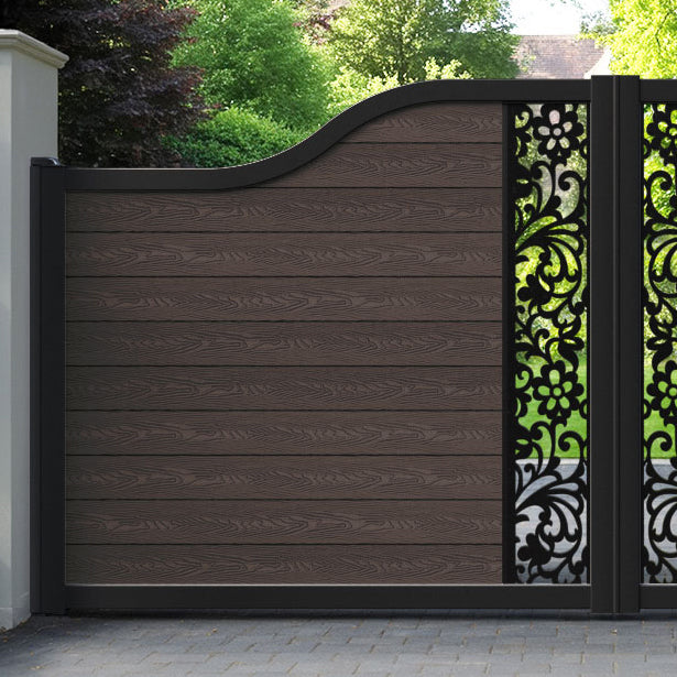 Classic Eden Curved Top Driveway Gate - Mid Brown - Middle Screen