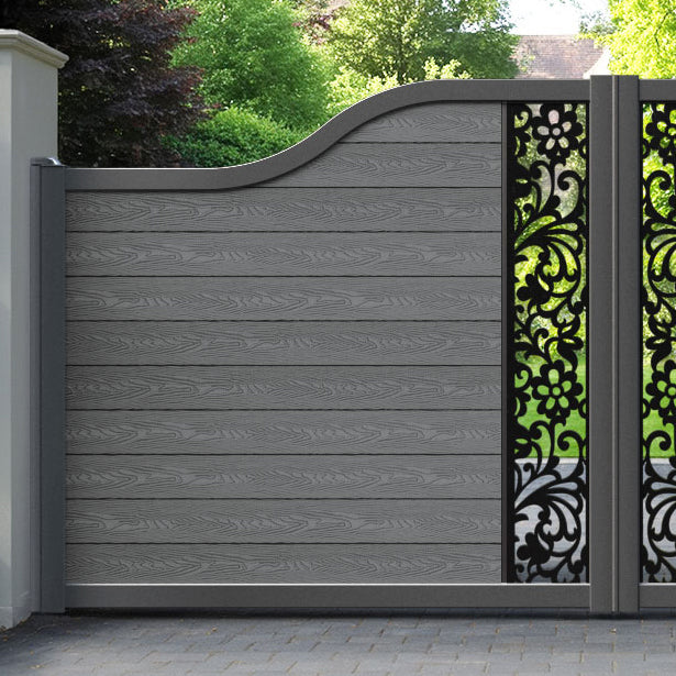 Classic Eden Curved Top Driveway Gate - Mid Grey - Middle Screen