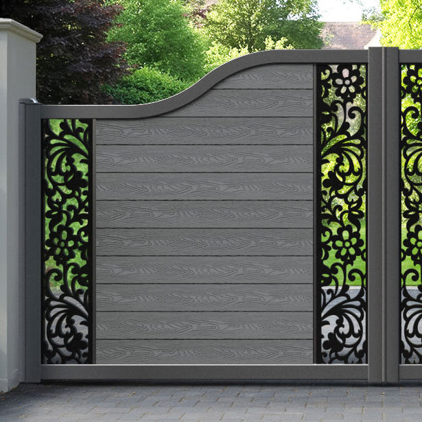 Classic Eden Curved Top Driveway Gate - Mid Grey - Middle & End Screen