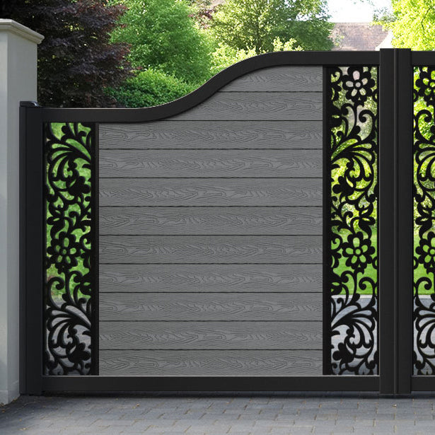 Classic Eden Curved Top Driveway Gate - Mid Grey - Middle & End Screen