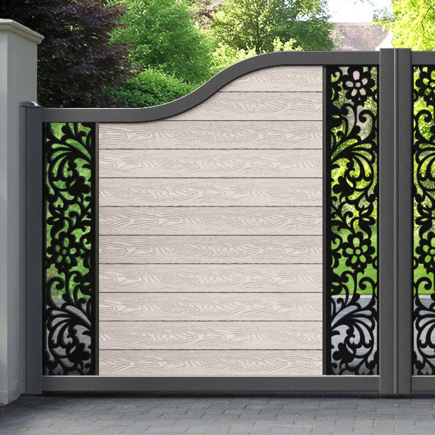 Classic Eden Curved Top Driveway Gate - Mid Stone - Middle & End Screen