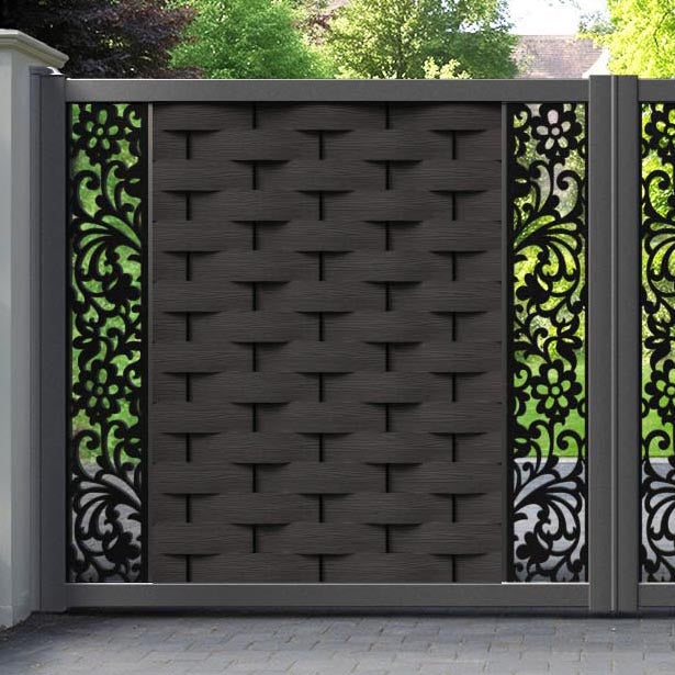 Ripple Eden Straight Top Driveway Gate - Dark Oak - Middle & End Screen