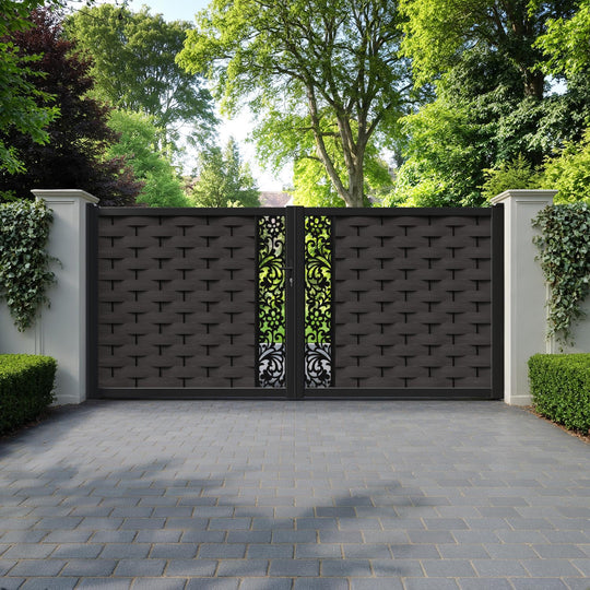 Ripple Eden Straight Top Driveway Gate - Dark Oak - Middle Screen