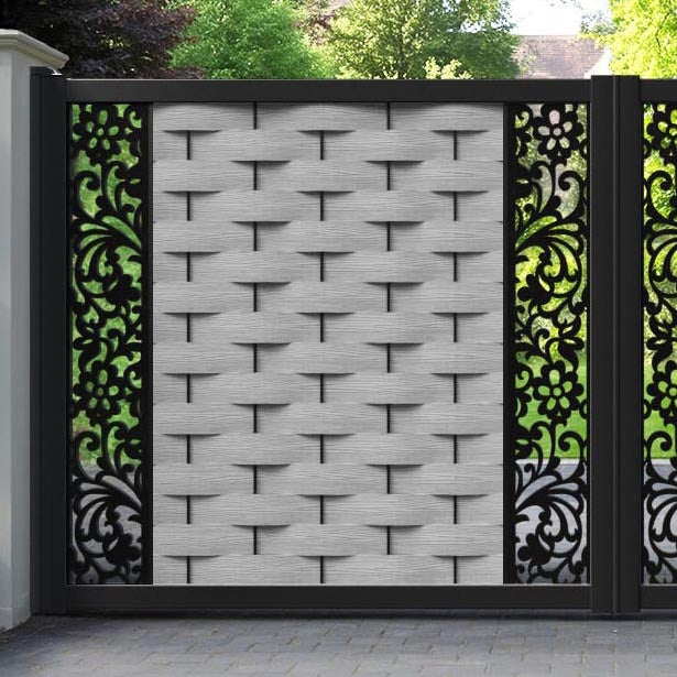 Ripple Eden Straight Top Driveway Gate - Light Grey - Middle & End Screen