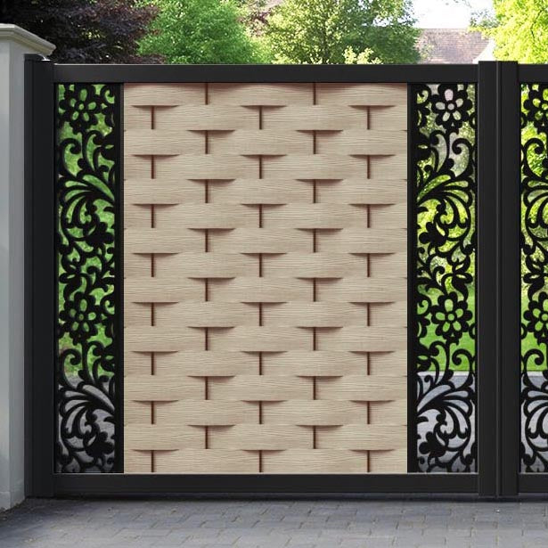 Ripple Eden Straight Top Driveway Gate - Light Oak- Middle & End Screen