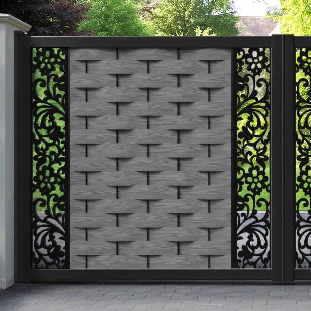 Ripple Eden Straight Top Driveway Gate - Mid Grey - Middle & End Screen