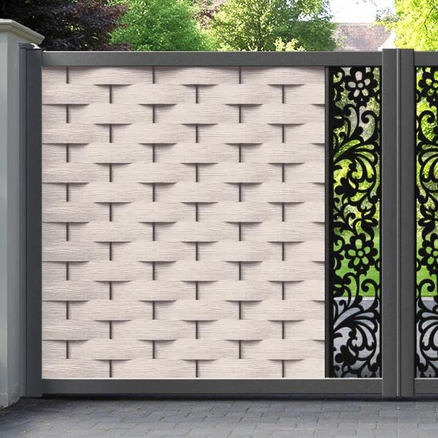 Ripple Eden Straight Top Driveway Gate - Mid Stone - Middle Screen