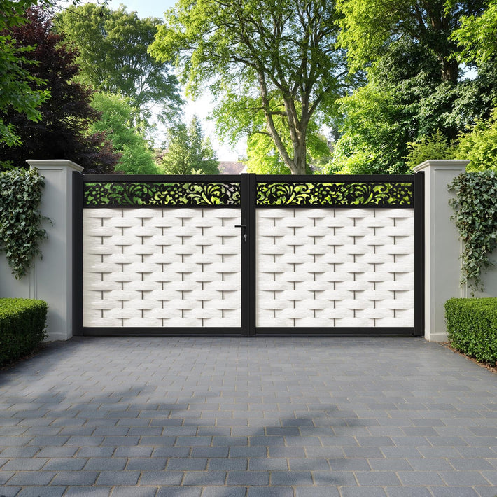 Ripple Eden Straight Top Driveway Gate - Light Stone - Top Screen