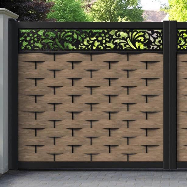 Ripple Eden Straight Top Driveway Gate - Teak - Top Screen
