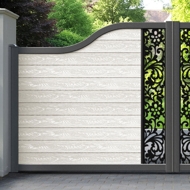 Classic Eden Curved Top Driveway Gate - Light Stone - Middle Screen