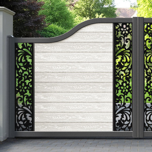 Classic Eden Curved Top Driveway Gate - Light Stone - Middle & End Screen