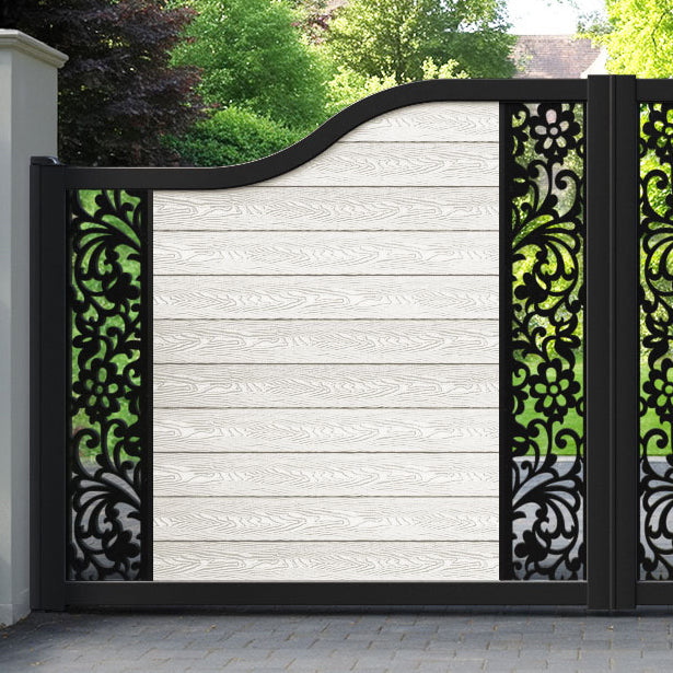 Classic Eden Curved Top Driveway Gate - Light Stone - Middle & End Screen