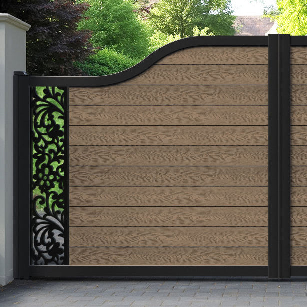 Classic Eden Curved Top Driveway Gate - Teak - End Screen