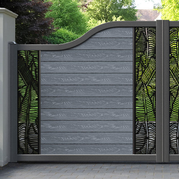 Classic Feather Curved Top Driveway Gate - Anthracite - Middle & End Screen