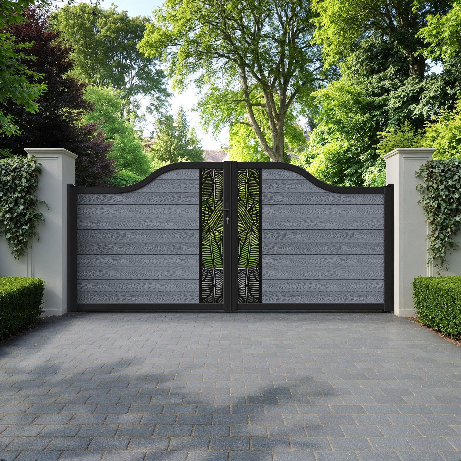 Classic Feather Curved Top Driveway Gate - Anthracite - Middle Screen