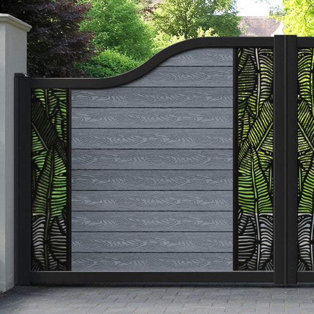 Classic Feather Curved Top Driveway Gate - Anthracite - Middle & End Screen
