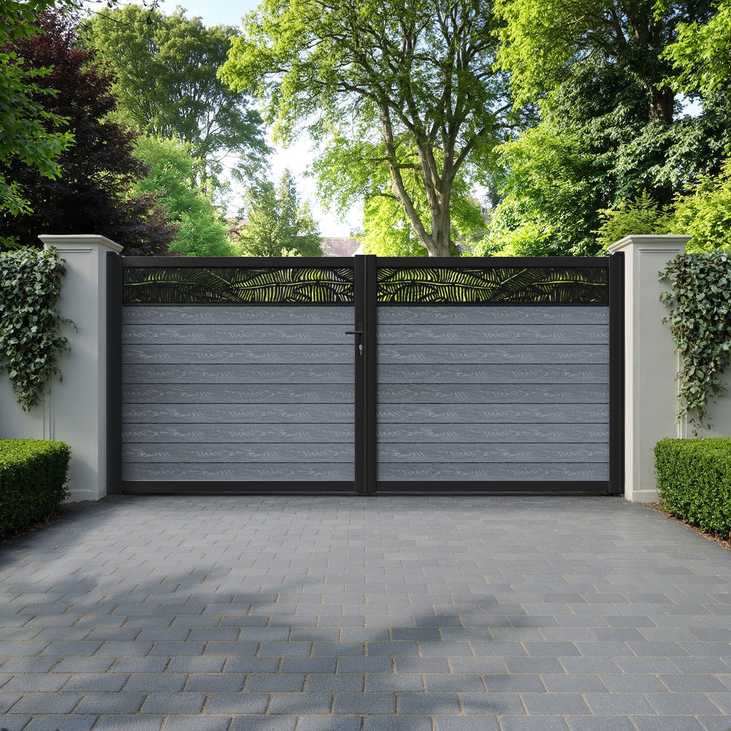 Classic Feather Straight Top Driveway Gate - Anthracite - Top Screen