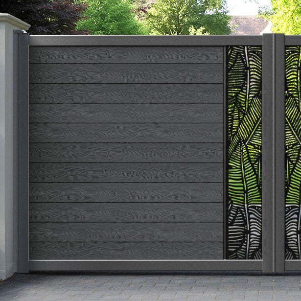 Classic Feather Straight Top Driveway Gate - Dark Grey - Middle Screen