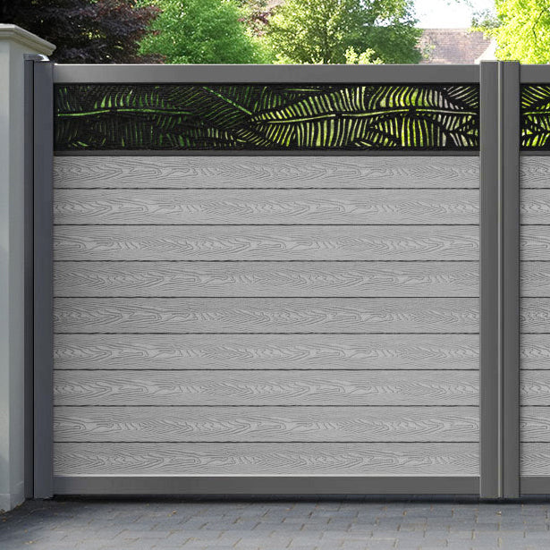 Classic Feather Straight Top Driveway Gate - Light Grey - Top Screen
