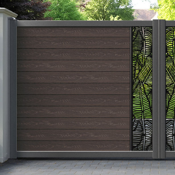 Classic Feather Straight Top Driveway Gate - Mid Brown - Middle Screen