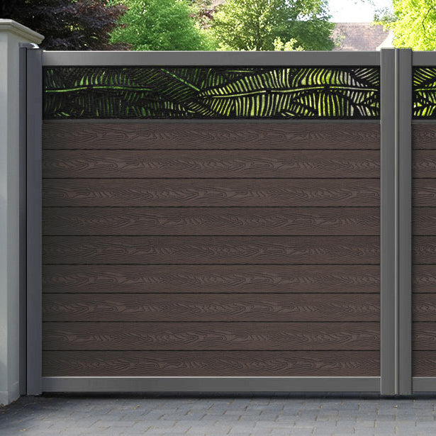Classic Feather Straight Top Driveway Gate - Mid Brown - Top Screen