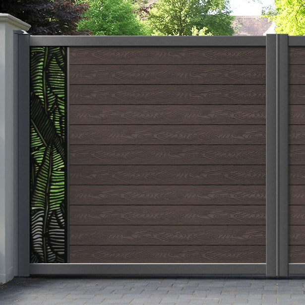 Classic Feather Straight Top Driveway Gate - Mid Brown - End Screen
