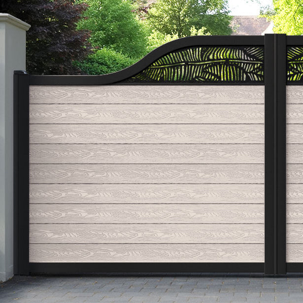 Classic Feather Curved Top Driveway Gate - Mid Stone - Top Screen