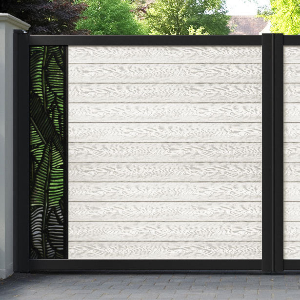 Classic Feather Straight Top Driveway Gate - Light Stone - End Screen