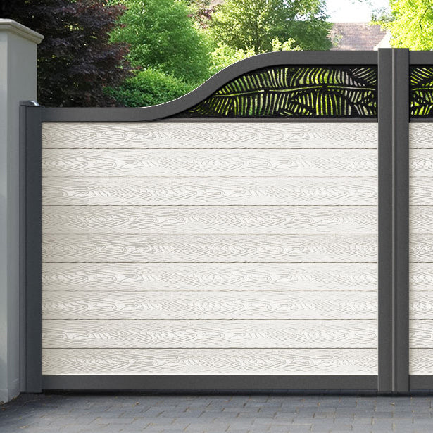 Classic Feather Curved Top Driveway Gate - Light Stone - Top Screen