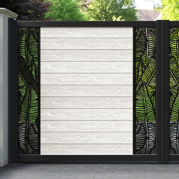 Classic Feather Straight Top Driveway Gate - Light Stone - Middle & End Screen