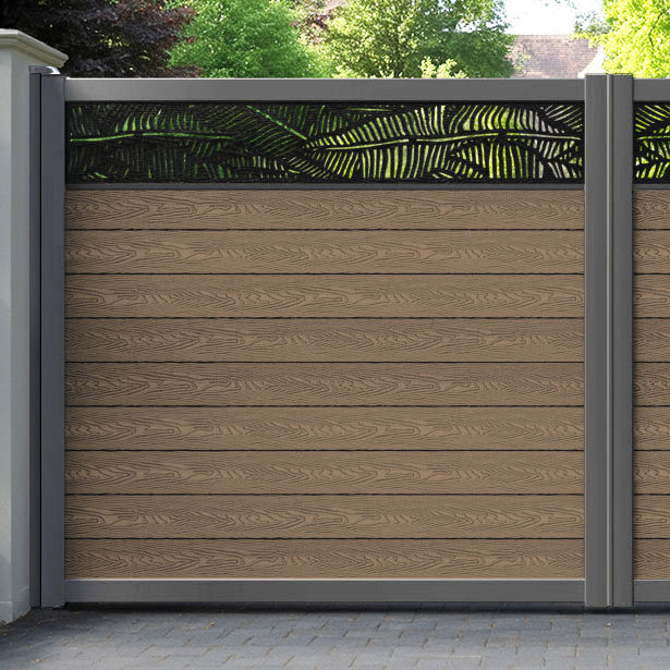 Classic Feather Straight Top Driveway Gate - Teak - Top Screen