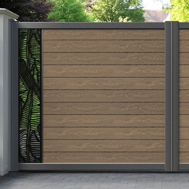 Classic Feather Straight Top Driveway Gate - Teak - End Screen