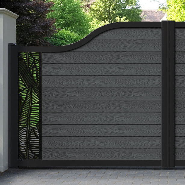 Classic Feather Curved Top Driveway Gate - Dark Grey - End Screen