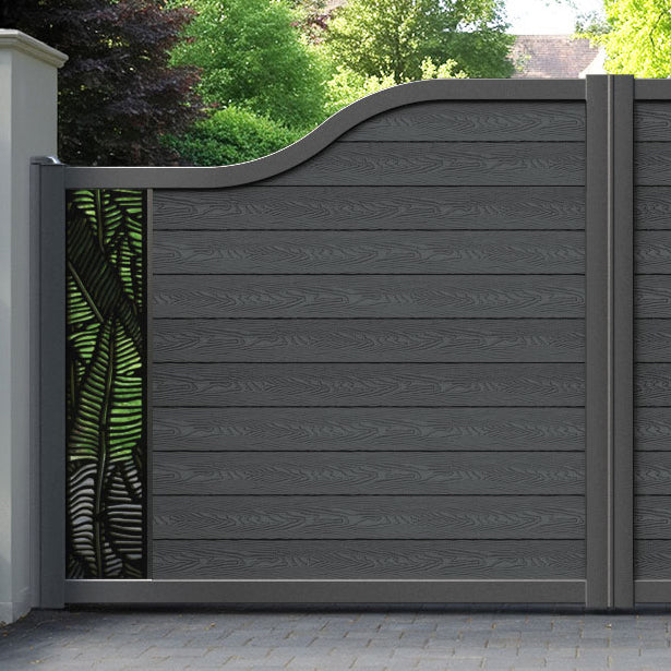 Classic Feather Curved Top Driveway Gate - Dark Grey - End Screen