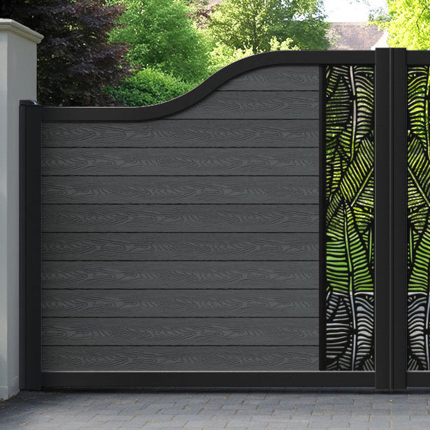 Classic Feather Curved Top Driveway Gate - Dark Grey - Middle Screen