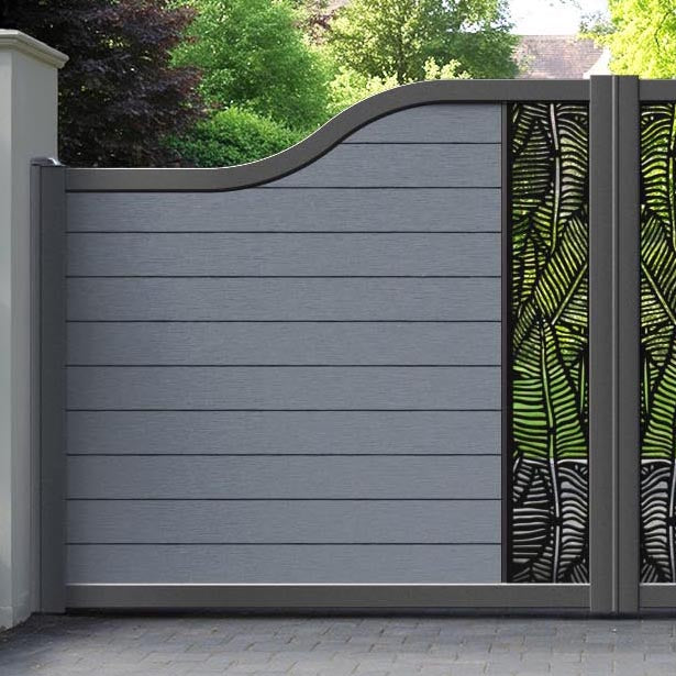 Fusion Feather Curved Top Driveway Gate - Anthracite - Middle Screen