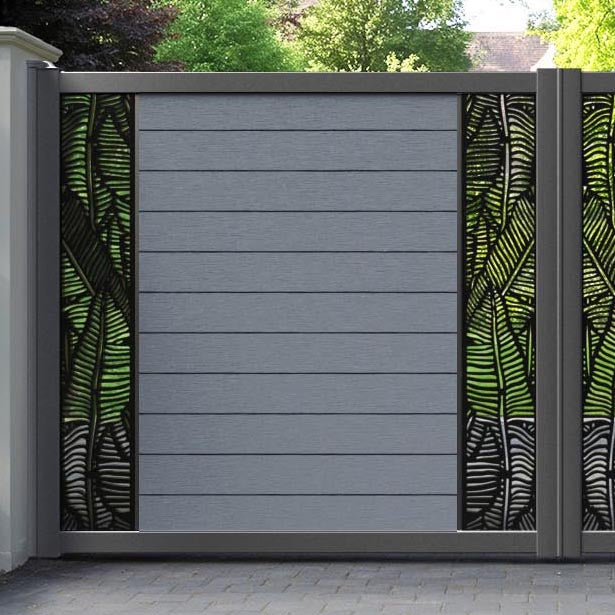 Fusion Feather Straight Top Driveway Gate - Anthracite - Middle & End Screen
