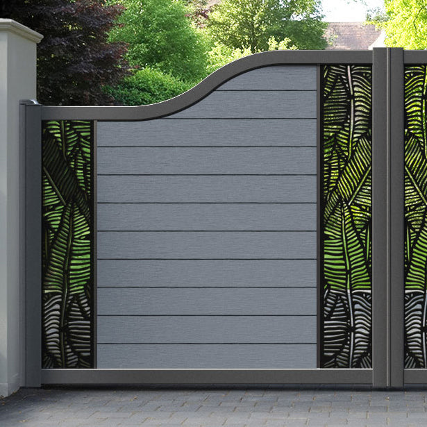 Fusion Feather Curved Top Driveway Gate - Anthracite - Middle & End Screen