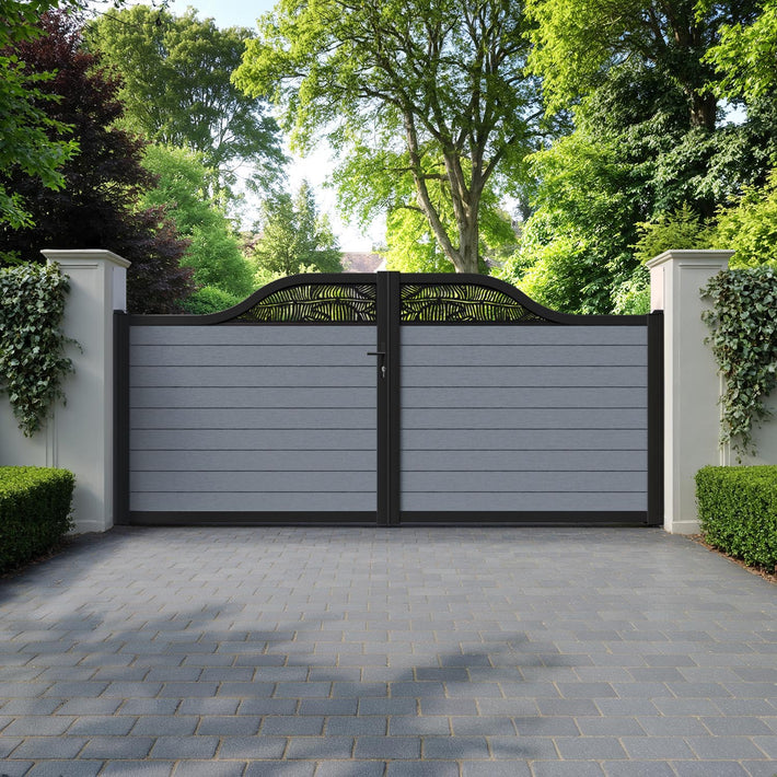 Fusion Feather Curved Top Driveway Gate - Anthracite - Top Screen