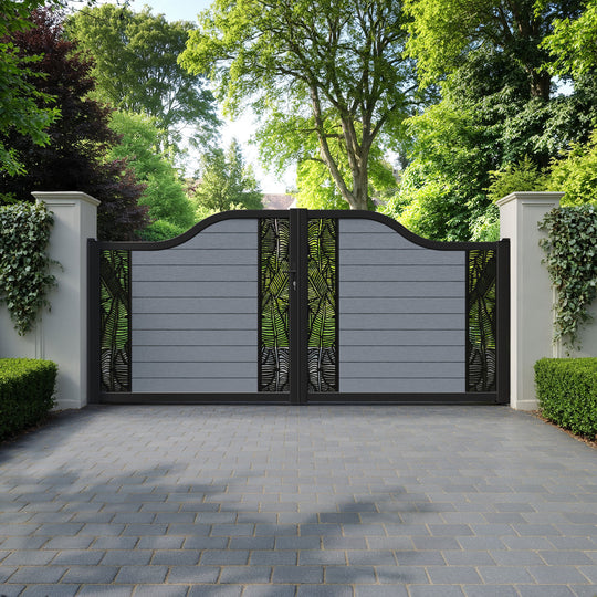 Fusion Feather Curved Top Driveway Gate - Anthracite - Middle & End Screen