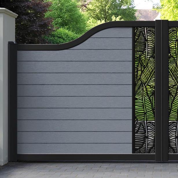 Fusion Feather Curved Top Driveway Gate - Anthracite - Middle Screen