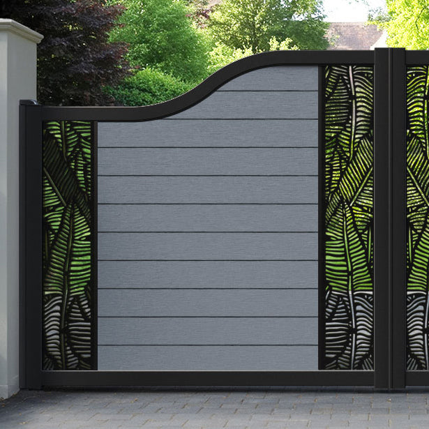 Fusion Feather Curved Top Driveway Gate - Anthracite - Middle & End Screen