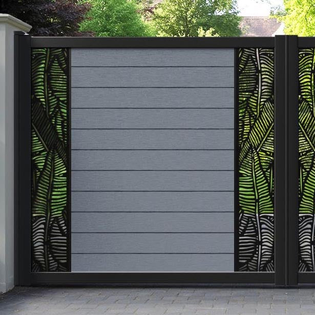 Fusion Feather Straight Top Driveway Gate - Anthracite - Middle & End Screen