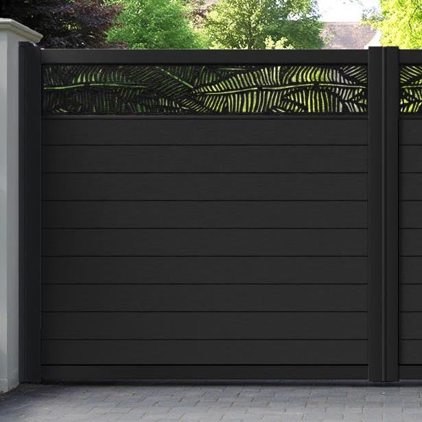 Fusion Feather Straight Top Driveway Gate - Black - Top Screen