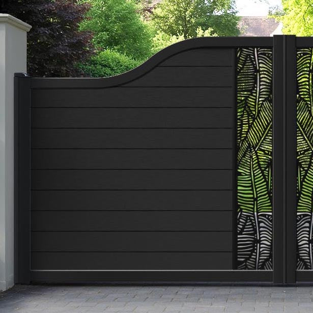 Fusion Feather Curved Top Driveway Gate - Black - Middle Screen