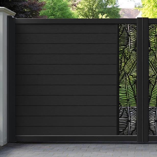 Fusion Feather Straight Top Driveway Gate - Black - Middle Screen