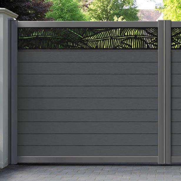 Fusion Feather Straight Top Driveway Gate - Dark Grey - Top Screen