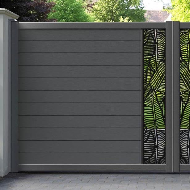 Fusion Feather Straight Top Driveway Gate - Dark Grey - Middle Screen